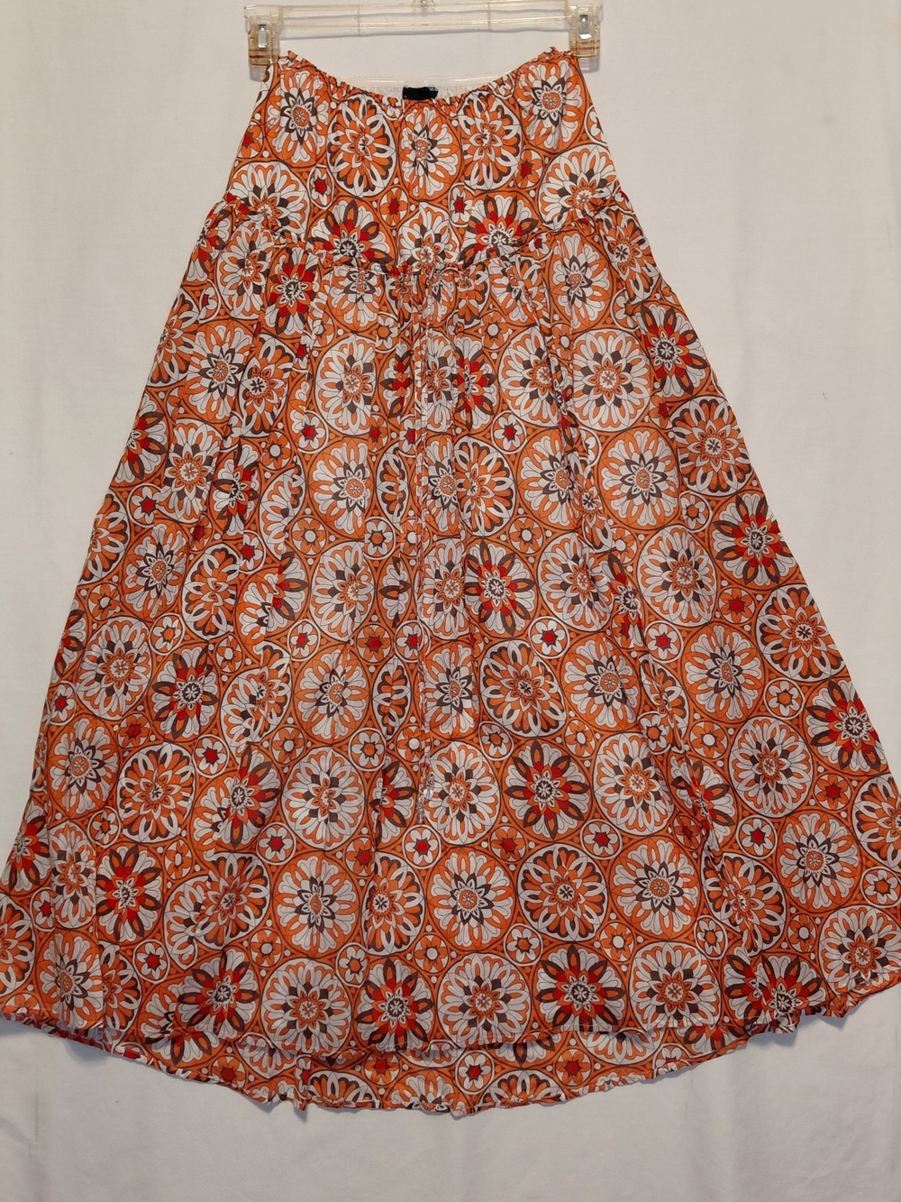Victoria's Secret Moda International Sz M Orange Floral Maxi Skirt Boho Prairie